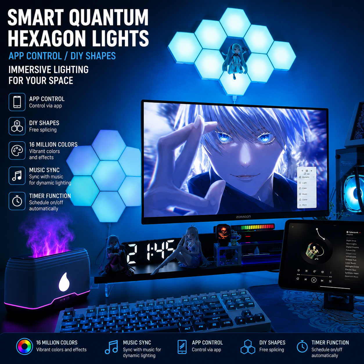 Smart Quantum RGB Hexagon Wall Lights