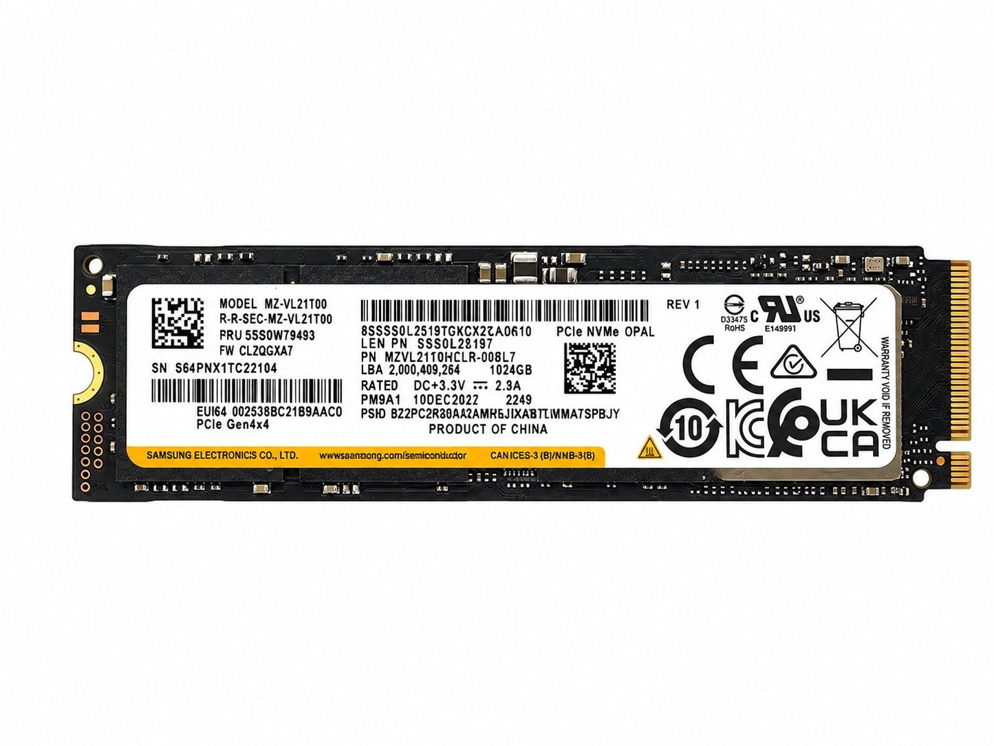 Samsung MZ-VL21T00 1TB M.2 2280 PCIe NVMe Internal SSD (MZVL2110HCLR-008L7)