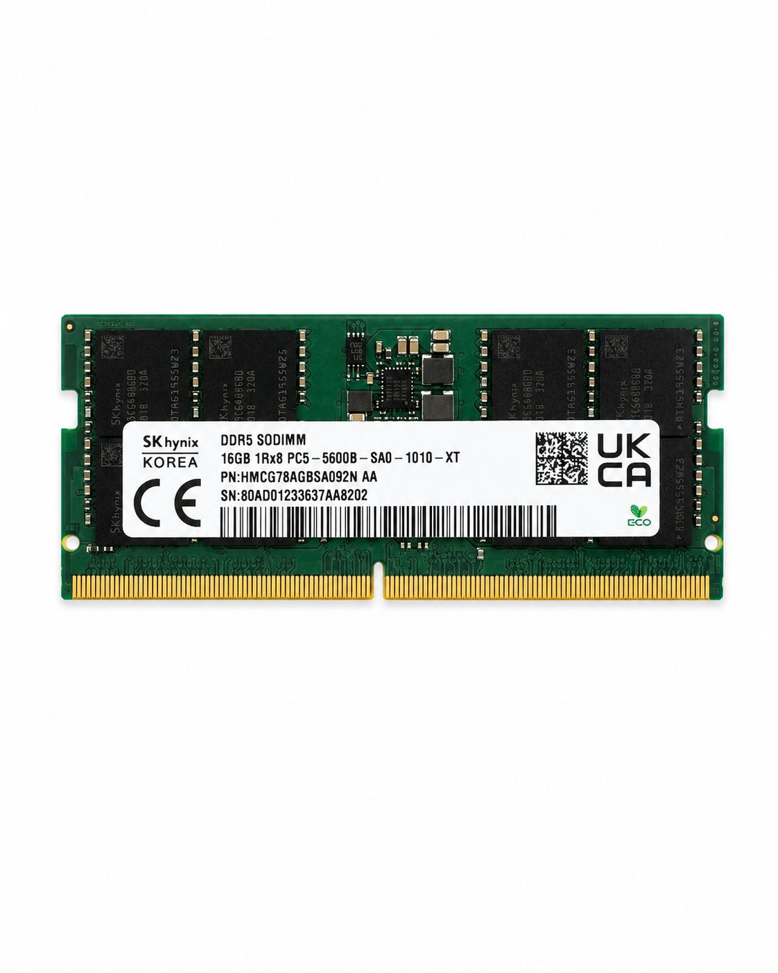 SK Hynix 16GB DDR5 5600 Laptop SODIMM RAM 1Rx8 PC5-5600B HMCG78AGBSA092N